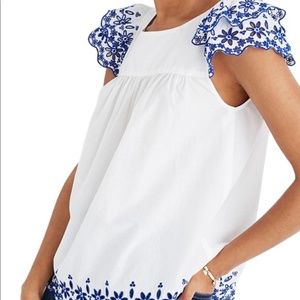 Madewell embroidered story top size 0